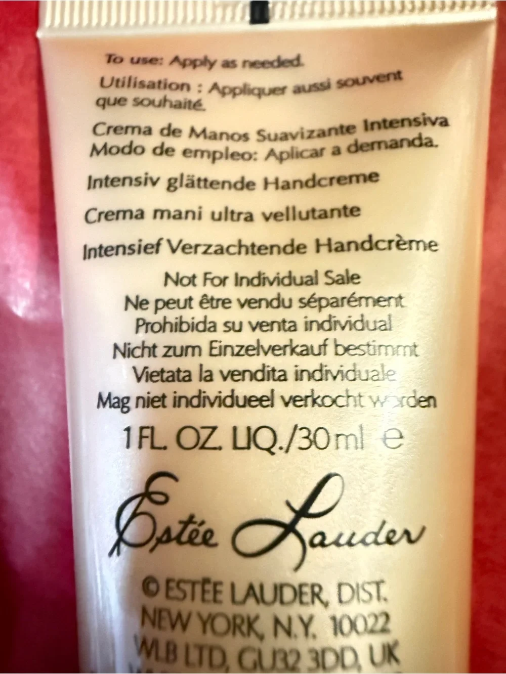 Estee Lauder Re-Nutriv Intensive Smoothing Hand Crème — travel size 1oz